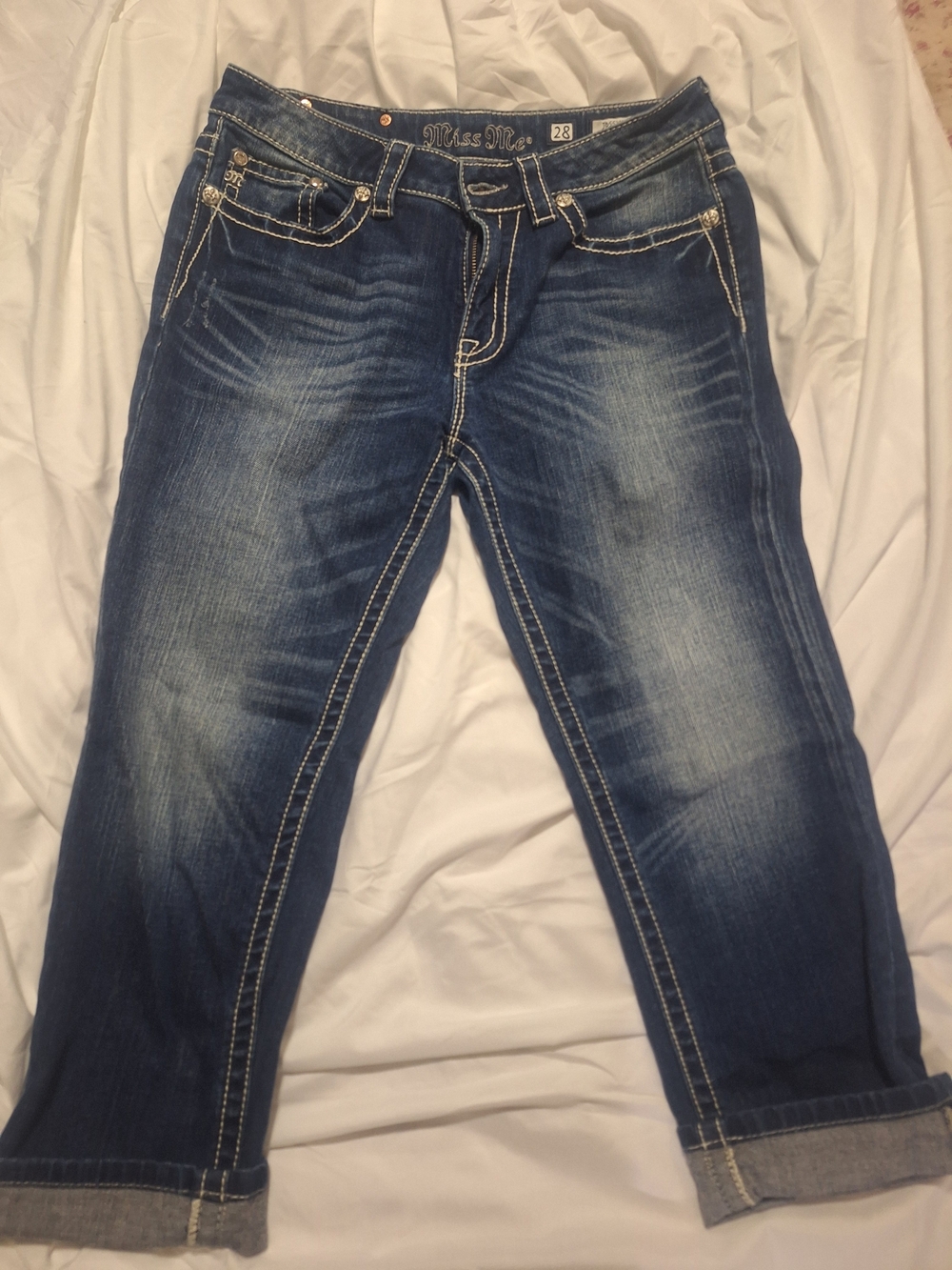 Miss Me Dark Blue Cropped Ankle Jeans